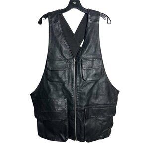 Vintage TKO Leather Vest  Mens Size XL Pockets Full Zip